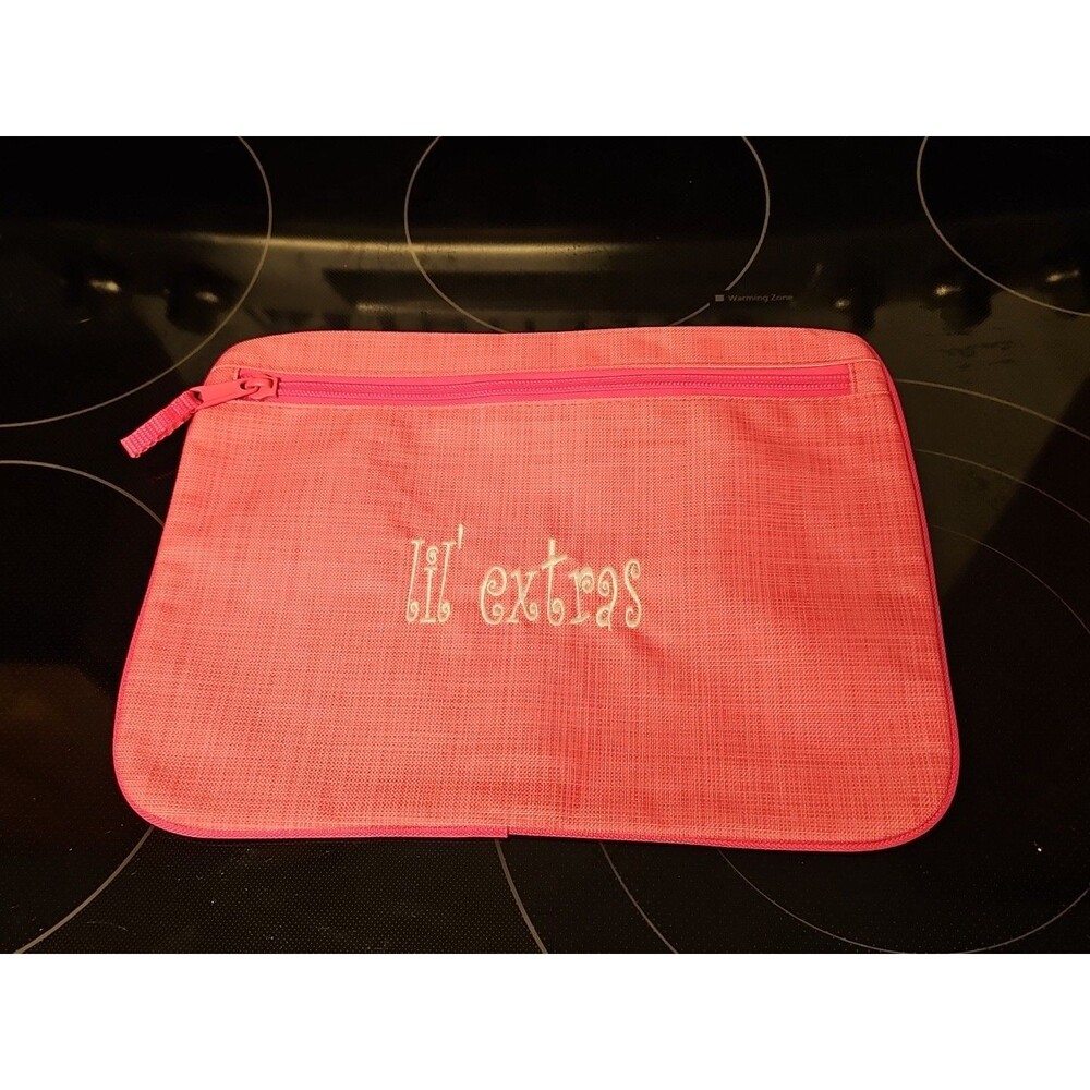 Thirty-One Pocket-A-Tote Pink Cross Hatch Organizer Zipper Pocket Lil Extras